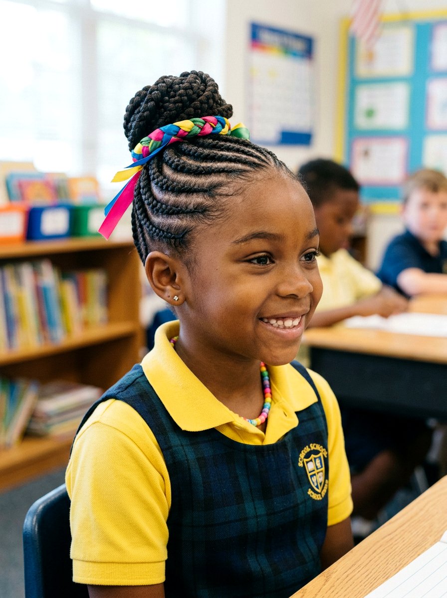Kids Straight Back Cornrows With Bun - 20 straight back cornrows with bun - 20 straight back cornrows with bun