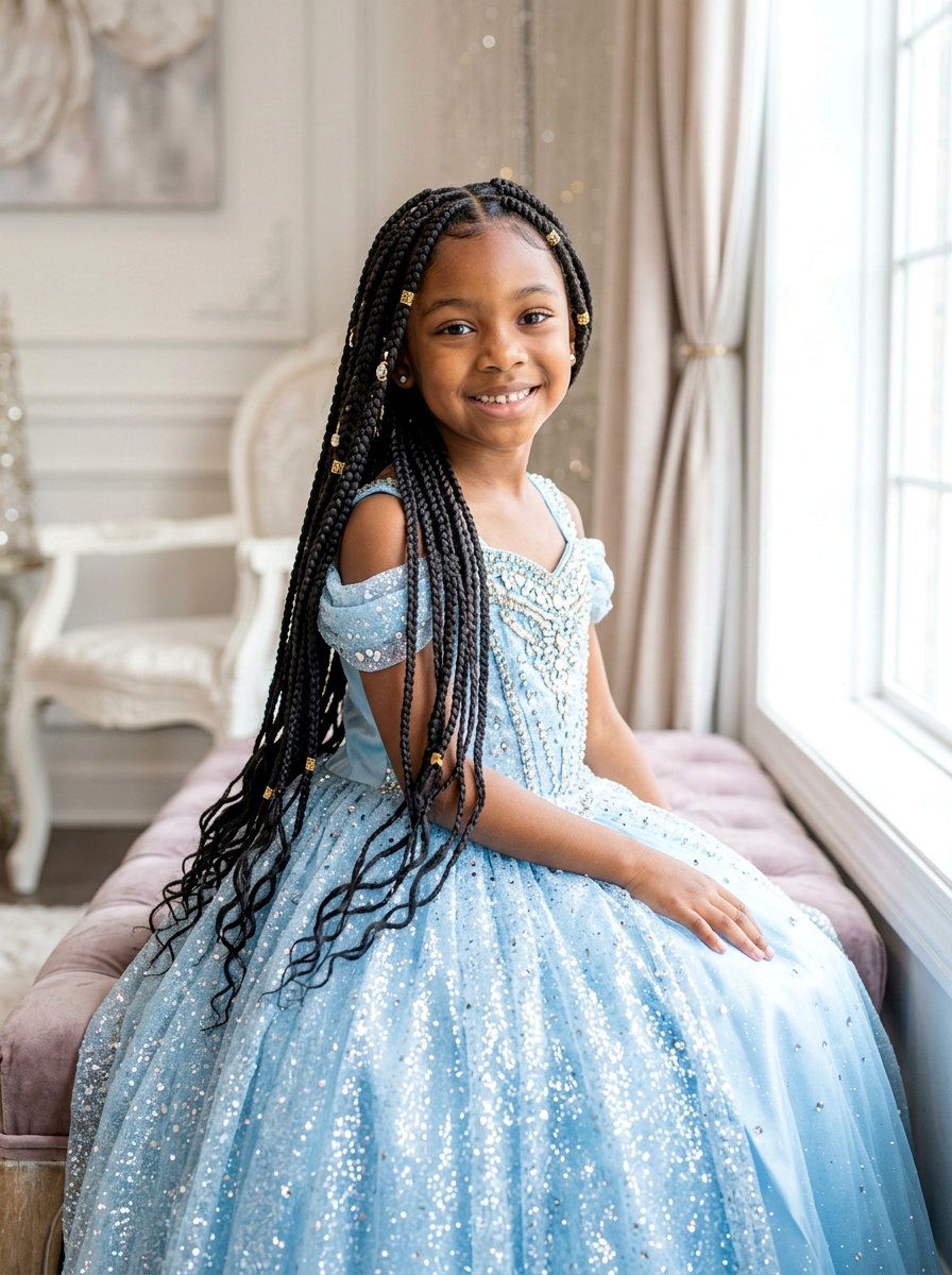 Kids Waist Length Knotless Braids - 20 kids knotless braids styles - 20 kids knotless braids styles