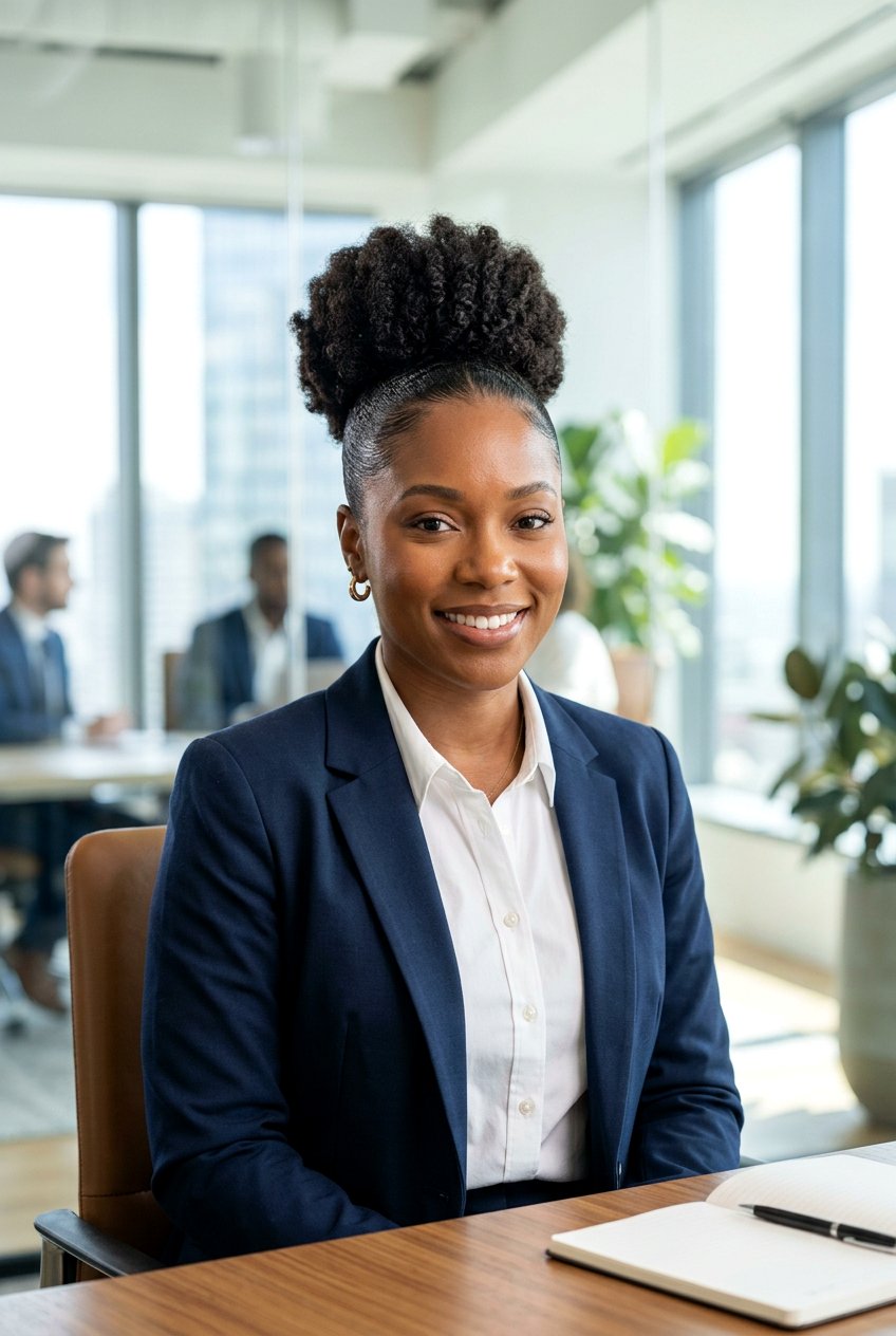 Kinky Bun With Sleek Crown - 20 natural hair updo with twists - 20 natural hair updo with twists