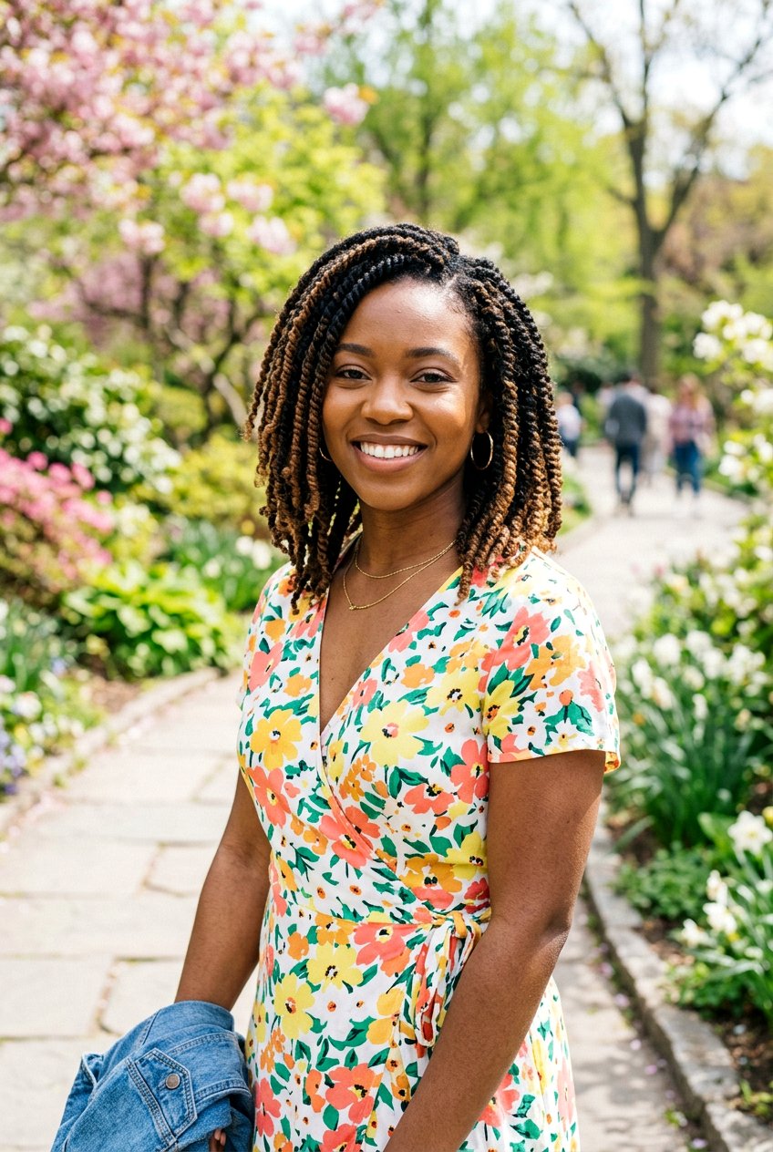 Kinky Twist Bob With Highlights - 20 marley twists bob for women - 20 marley twists bob for women