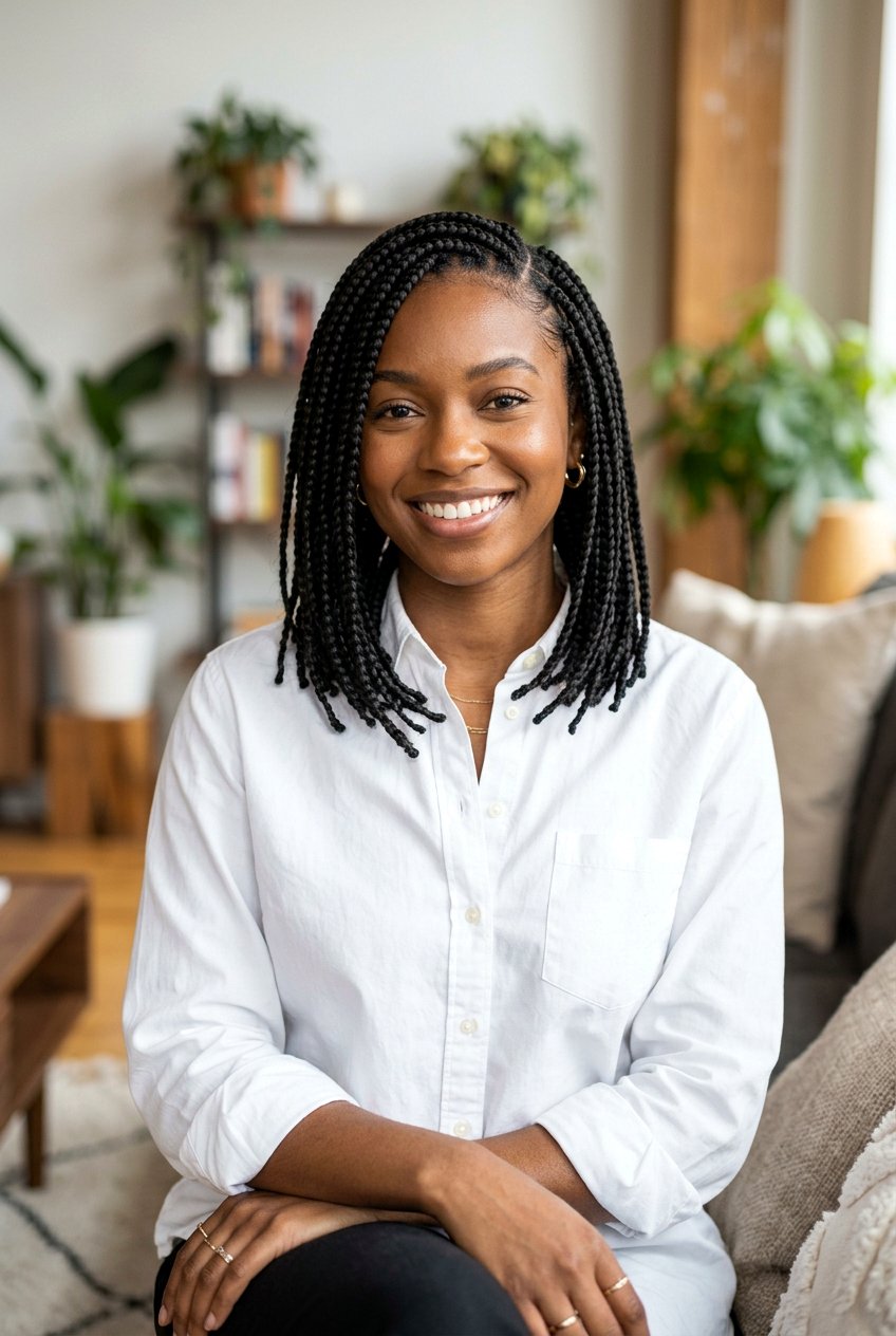 Knotless Bob Box Braids - 20 box braids bob hairstyle - 20 box braids bob hairstyle