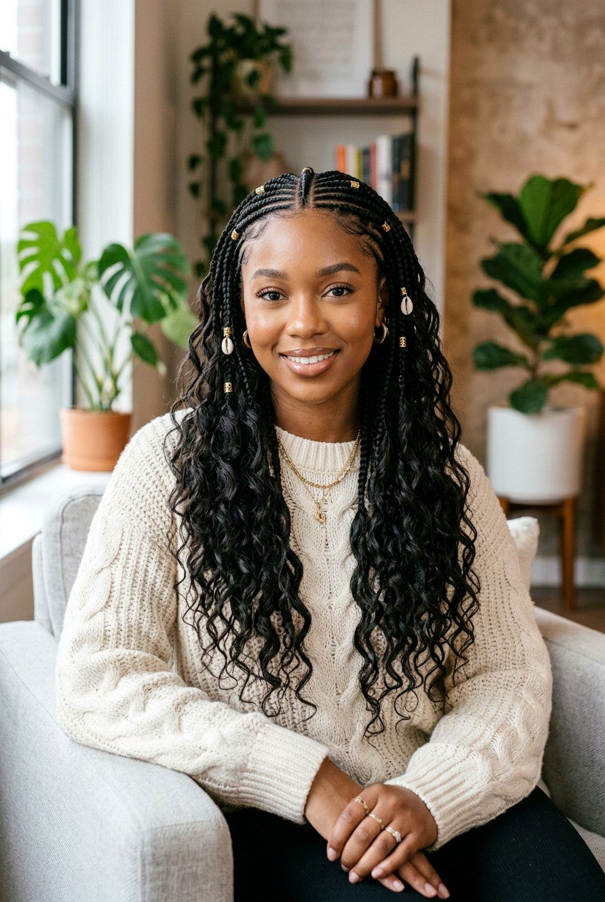 Knotless Boho Fulani Braids - 20 boho fulani braids - 20 boho fulani braids