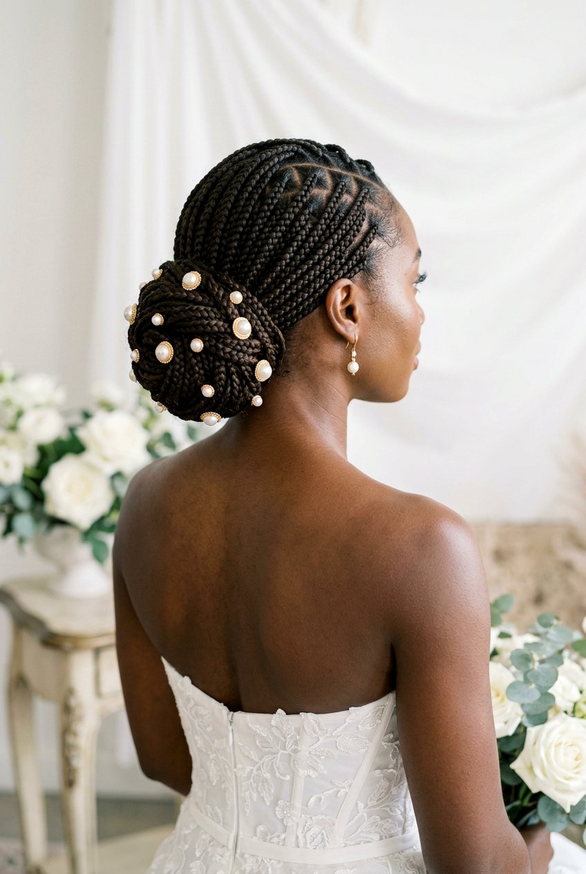 Knotless Box Braid Updo - 20 bridal braid styles for black women - 20 bridal braid styles for black women