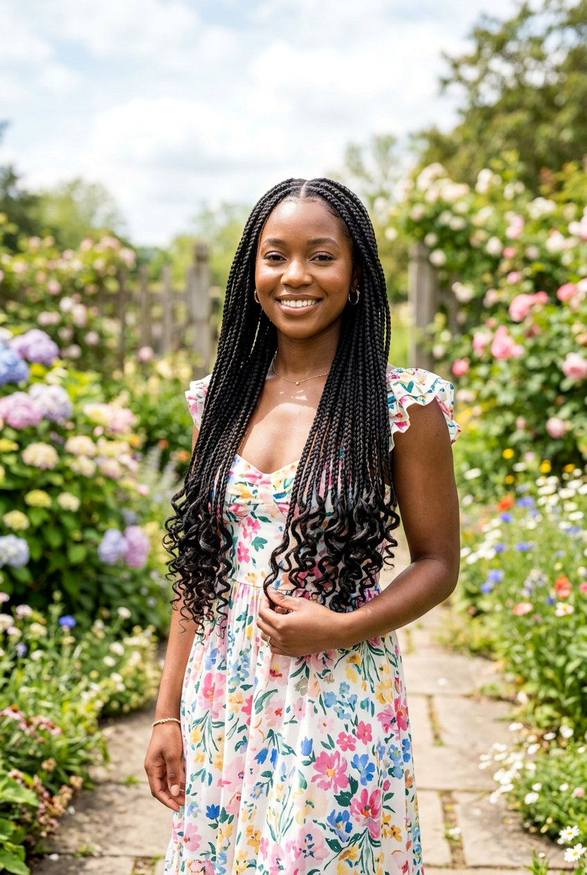 Knotless Box Braids - 20 black women wedding guest braid styles - 20 black women wedding guest braid styles