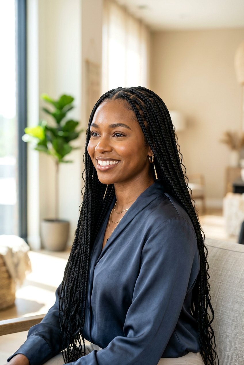 Knotless Box Braids - 20 low maintenance braid styles for black women - 20 low maintenance braid styles for black women