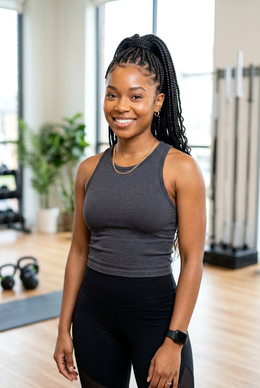 Knotless Box Braids Ponytail - 20 box braids ponytail hairstyle - 20 box braids ponytail hairstyle