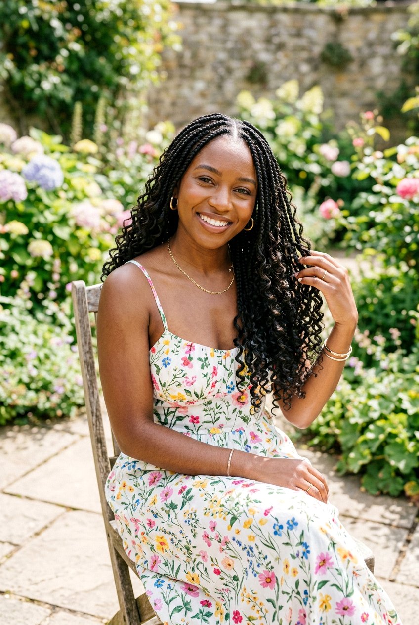 Knotless Box Braids With Curls - 20 black women knotless braid ideas - 20 black women knotless braid ideas