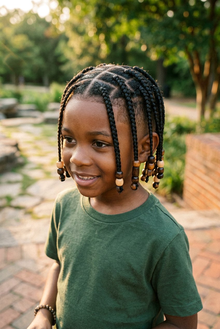 20 Adorable Little Boys Braids With Beads For A Stylish Look