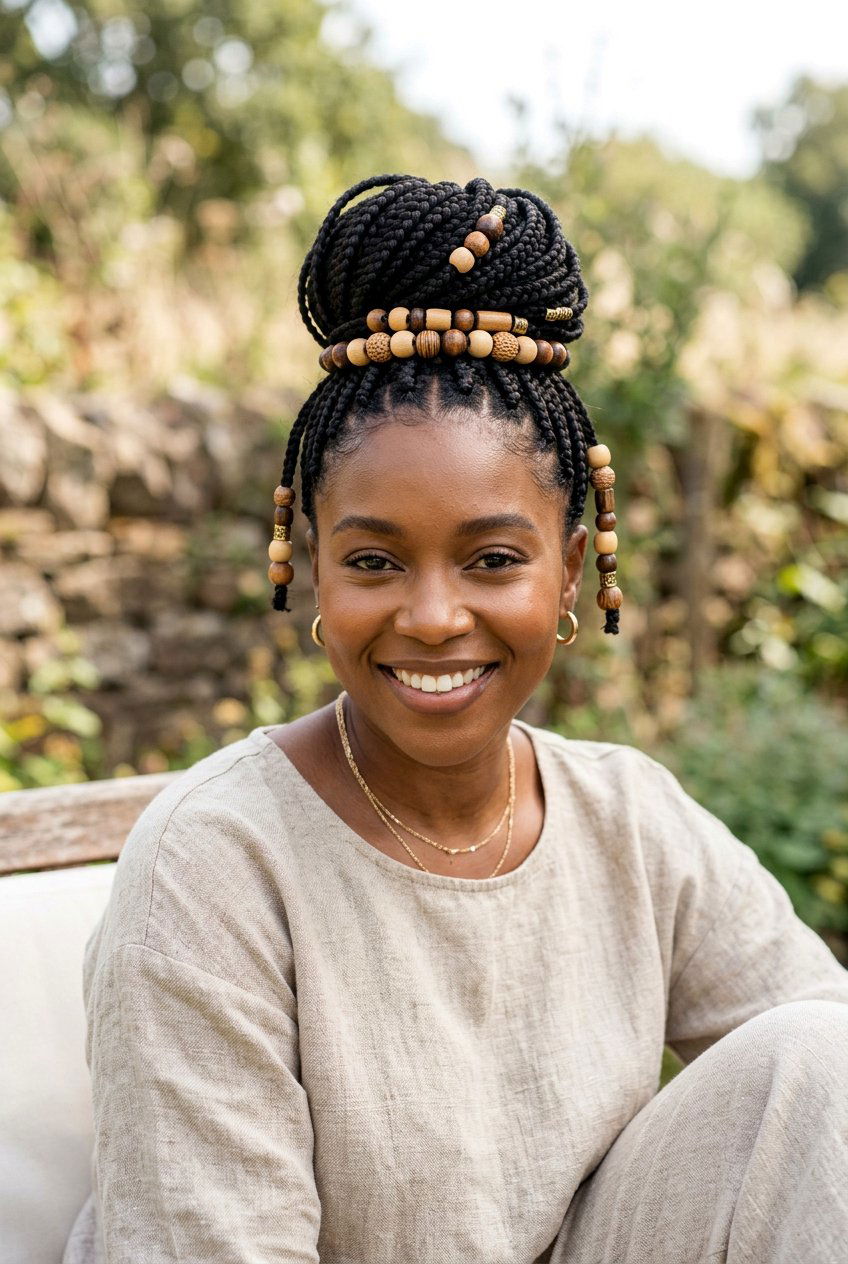 Knotless Braids Bun With Beads - 20 knotless braids bun for women - 20 knotless braids bun for women