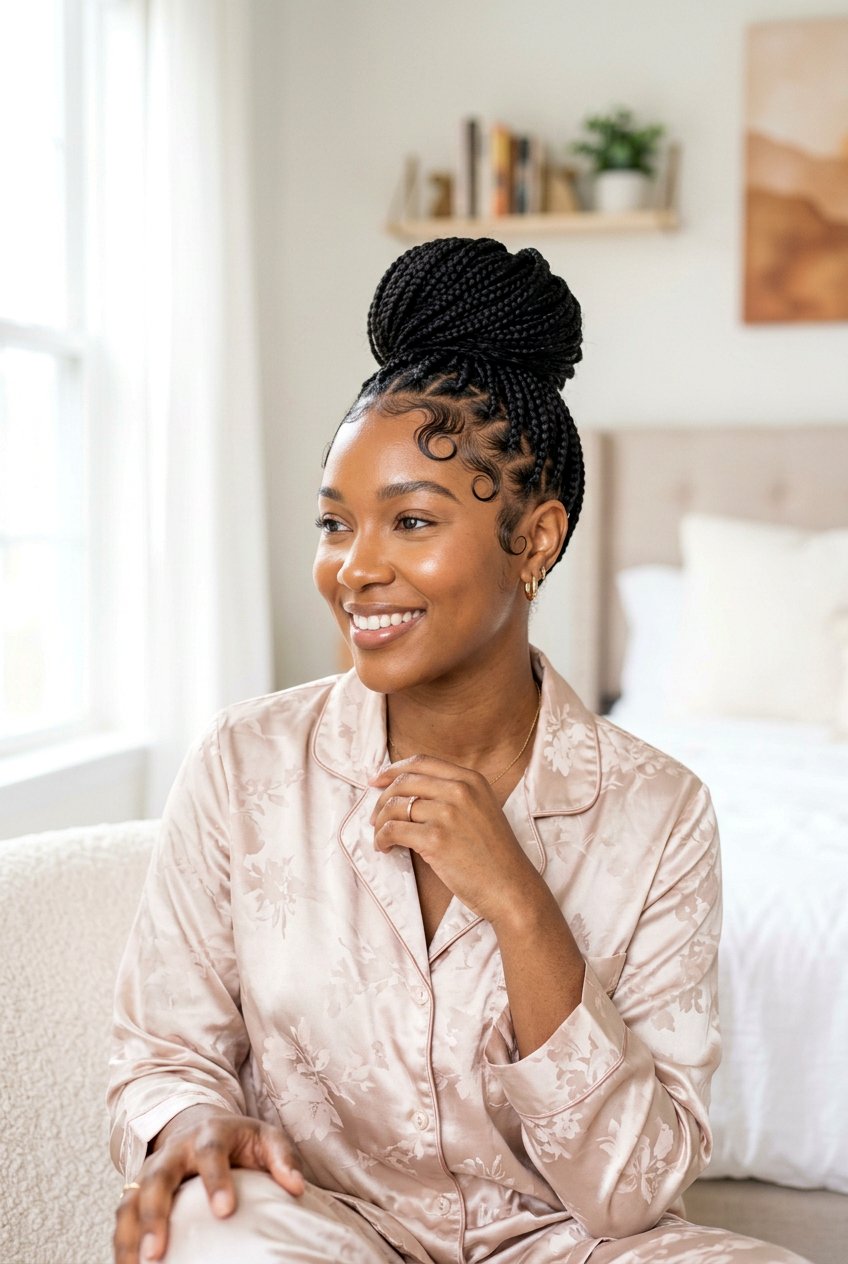 Knotless Braids Bun With Edges - 20 knotless braids bun for women - 20 knotless braids bun for women