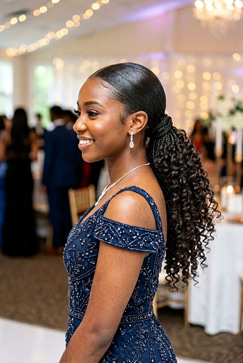 20 Stunning Prom Knotless Braids with Curls to Slay the Night