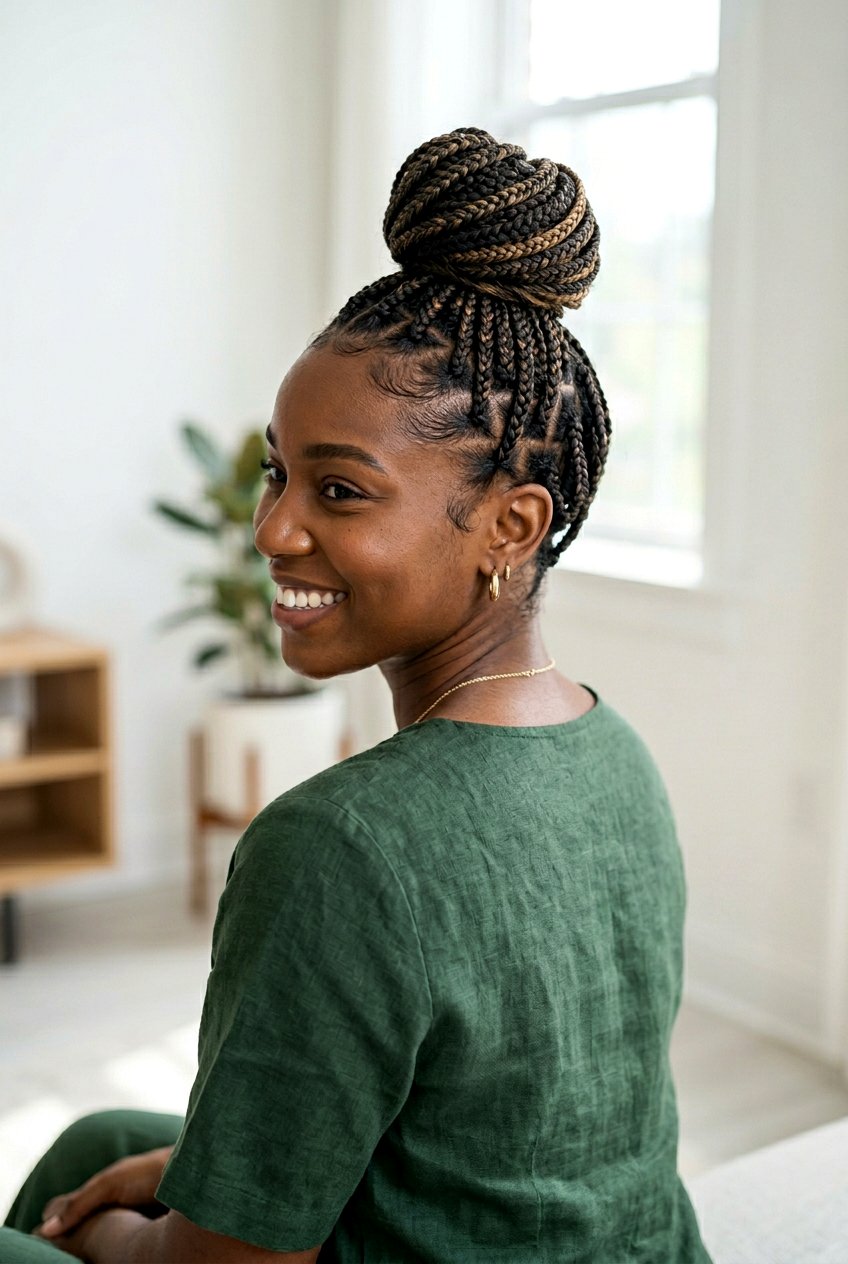 Knotless Braids Top Knot - 20 braided top knot hairstyle - 20 braided top knot hairstyle