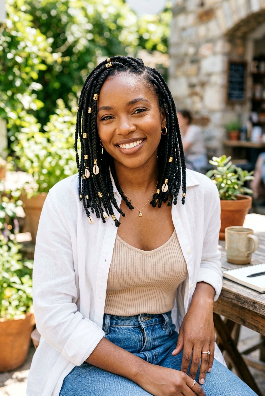 Knotless Braids With Accessories - 20 black women knotless braid ideas - 20 black women knotless braid ideas