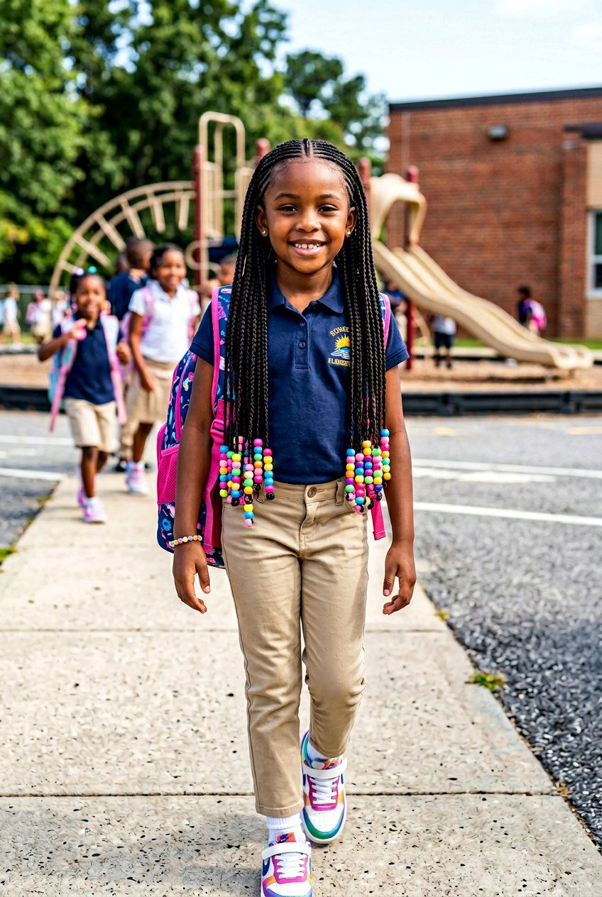 Knotless Braids With Beads - 20 little girls hairstyle ideas for school - 20 little girls hairstyle ideas for school