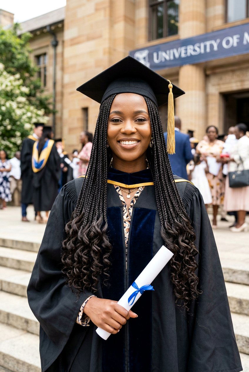 Knotless Braids With Curly Ends - 20 graduation hairstyles for natural hair - 20 graduation hairstyles for natural hair