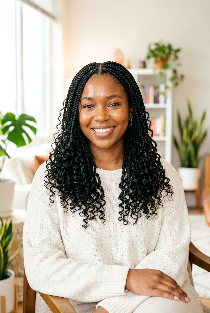 Knotless Braids With Curly Ends - 20 black women knotless braid ideas - 20 black women knotless braid ideas