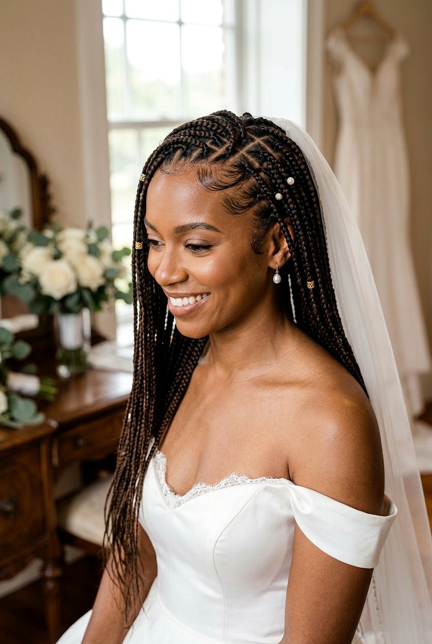Knotless Braids with Rose Gold Highlights - 20 bridal knotless braids hairstyles - 20 bridal knotless braids hairstyles