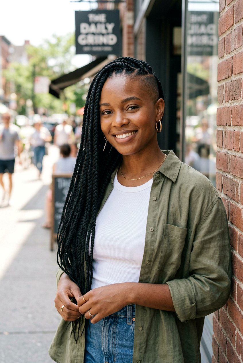 Knotless Braids with Shaved Side - 20 braided side shave hairstyle - 20 braided side shave hairstyle