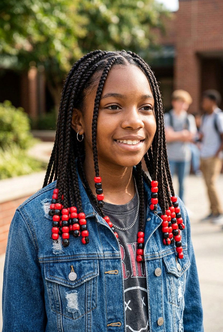 Knotless Cornrow Braids with Beads - 20 kids knotless braids with beads - 20 kids knotless braids with beads