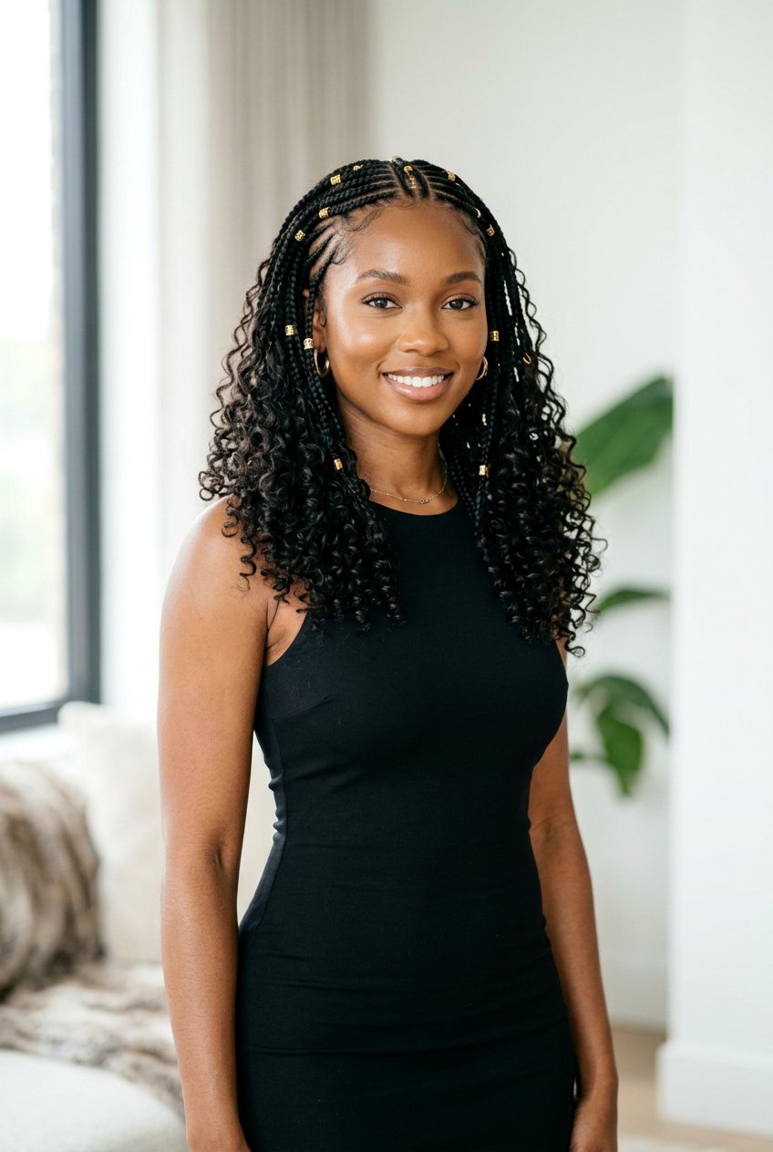 Knotless Fulani Braids With Curly Ends - 20 fulani braids with curly ends - 20 fulani braids with curly ends