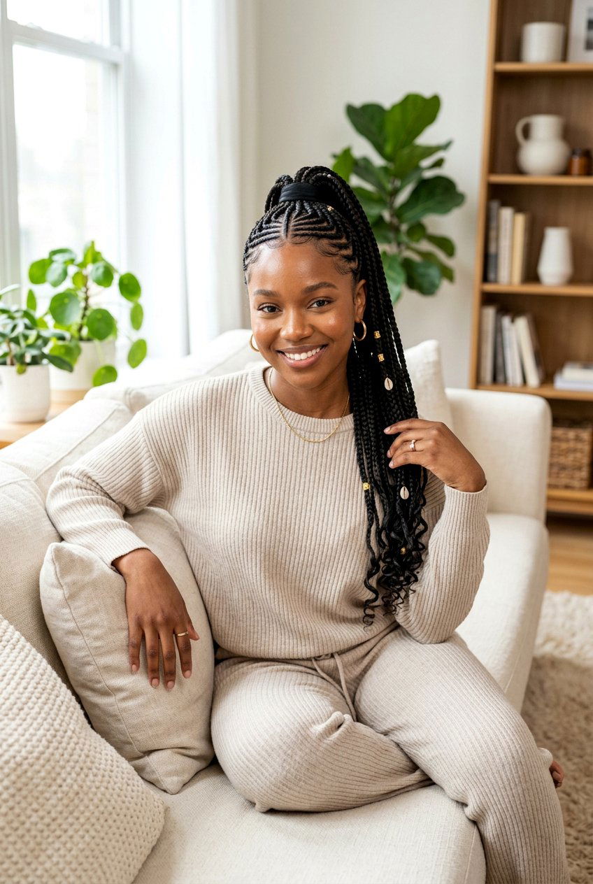 Knotless Fulani Ponytail Braids - 20 fulani ponytail braids - 20 fulani ponytail braids