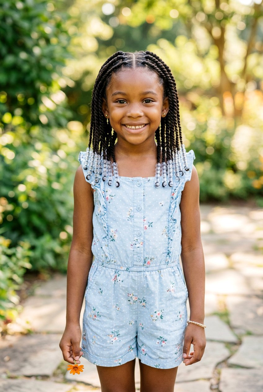 Knotless twists with beads - 20 little girls twists with beads - 20 little girls twists with beads
