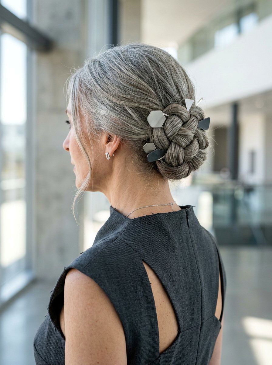 Knotted Gray Chignon - 20 elegant gray chignon hairstyle - 20 elegant gray chignon hairstyle