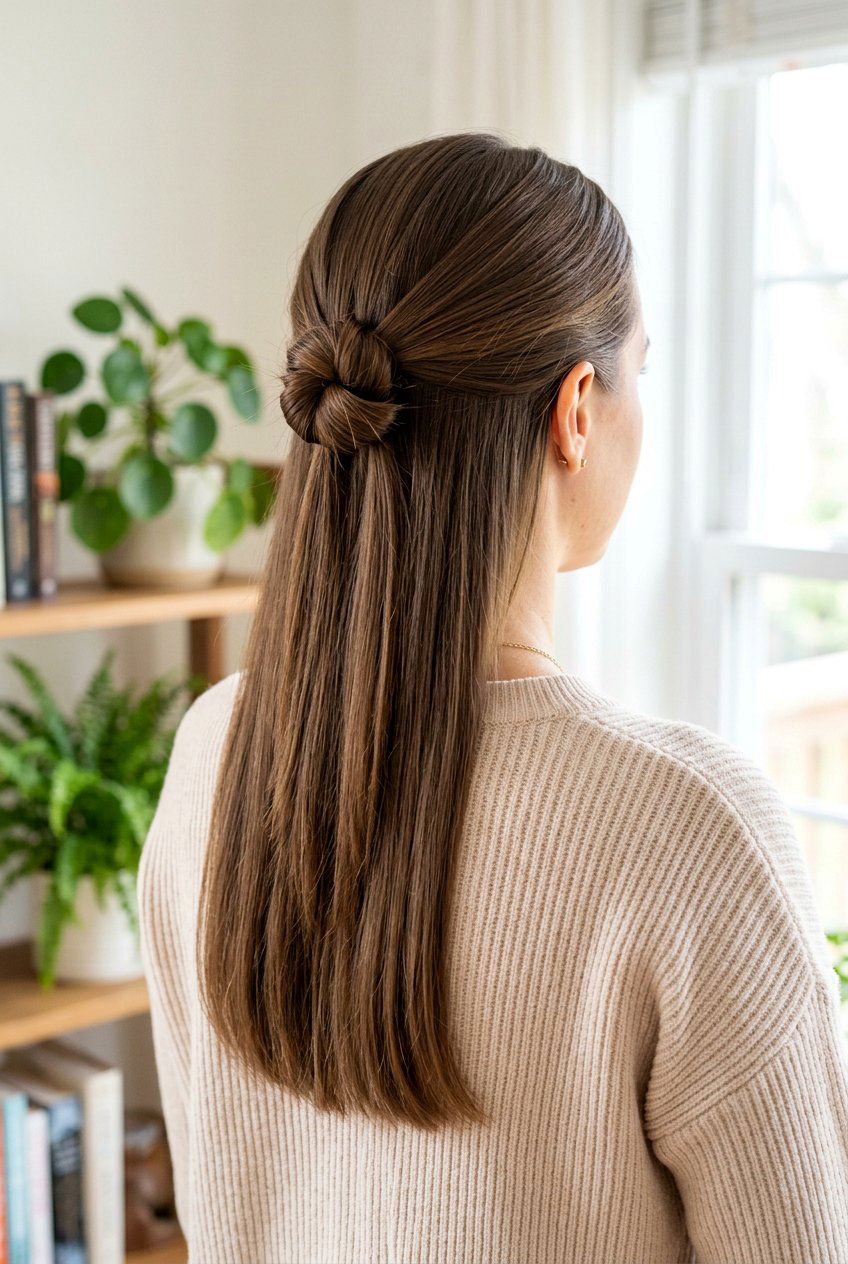 Knotted Half Up Hairstyle - 20 five minute hairstyles - 20 five minute hairstyles