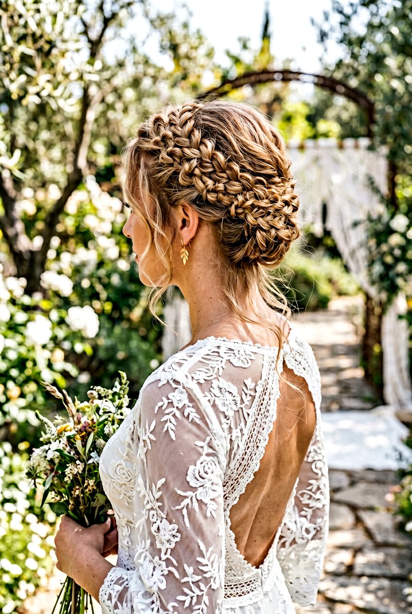 Knotted Halo Updo - 20 glamorous updo with soft tendrils - 20 glamorous updo with soft tendrils