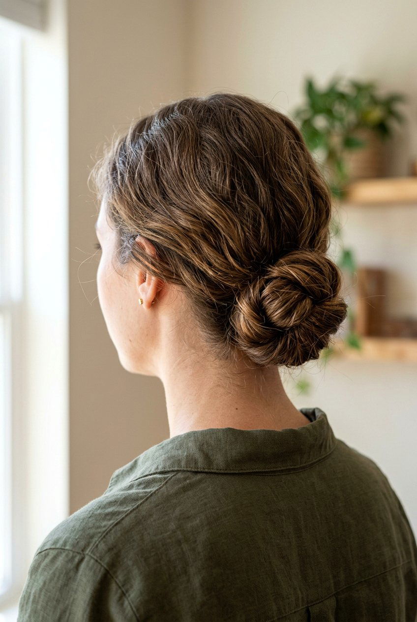 Knotted Low Bun - 20 one minute hairstyles - 20 one minute hairstyles
