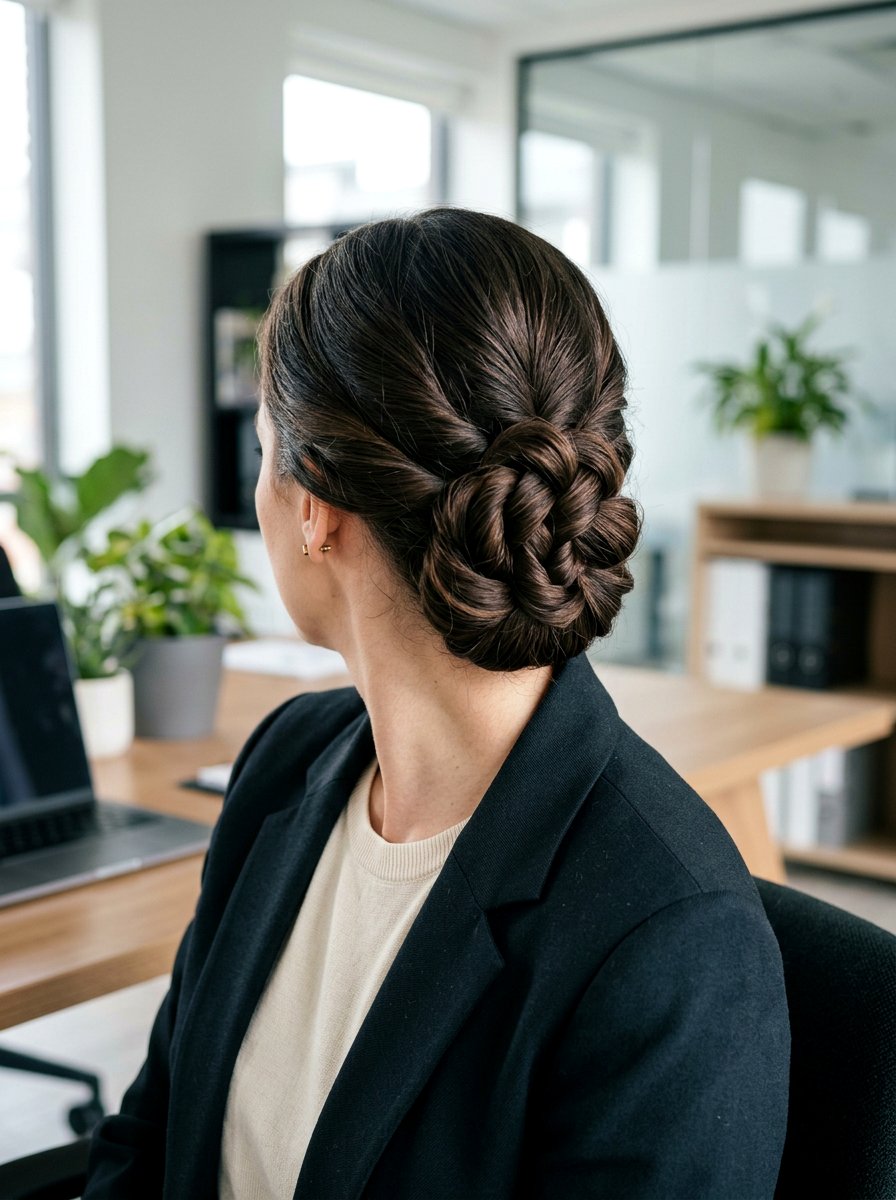 Knotted Low Bun - 20 interview hairstyle with smooth low bun - 20 interview hairstyle with smooth low bun