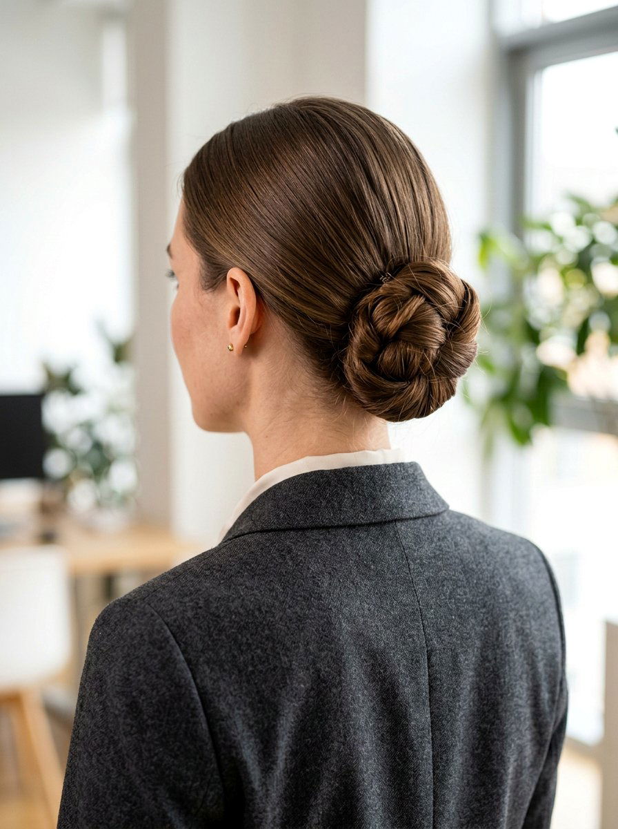 Knotted Low Bun - 20 tidy bun for office mornings - 20 tidy bun for office mornings
