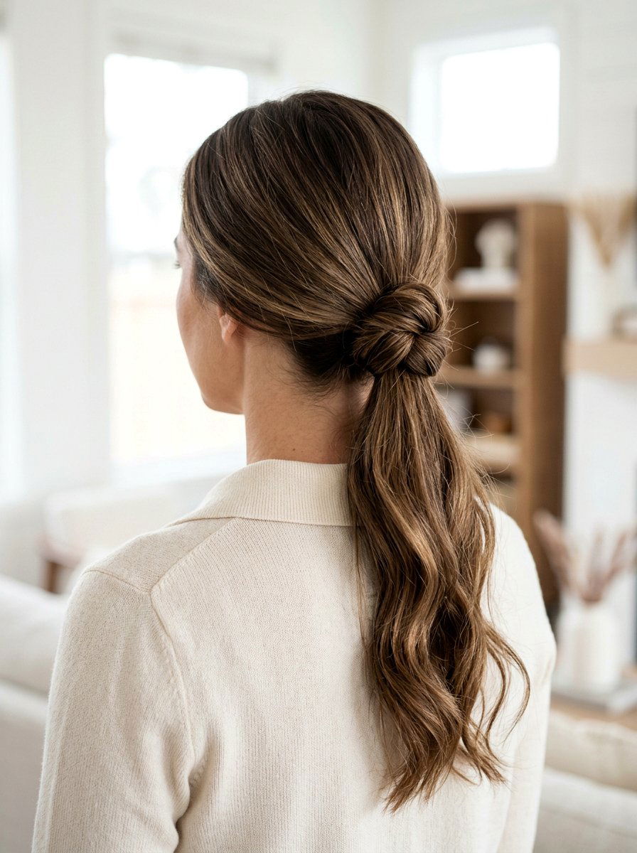 Knotted Low Ponytail - 20 old money ponytail hairstyle - 20 old money ponytail hairstyle