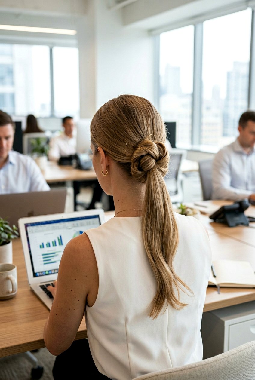 Knotted Office Ponytail - 20 elegant office ponytail for fine hair - 20 elegant office ponytail for fine hair