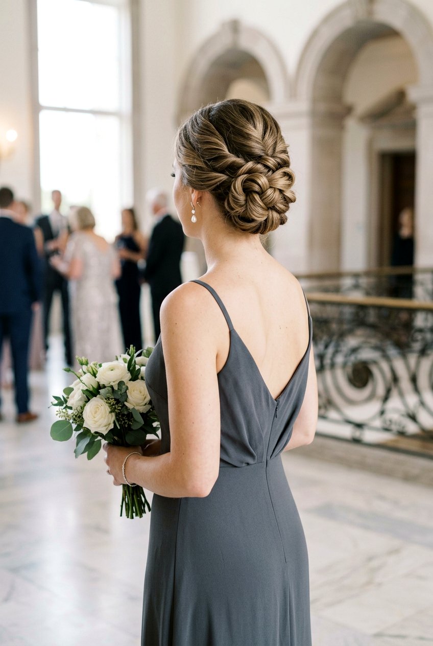 Knotted Updo - 20 bridesmaid hairstyles for shoulder length hair - 20 bridesmaid hairstyles for shoulder length hair