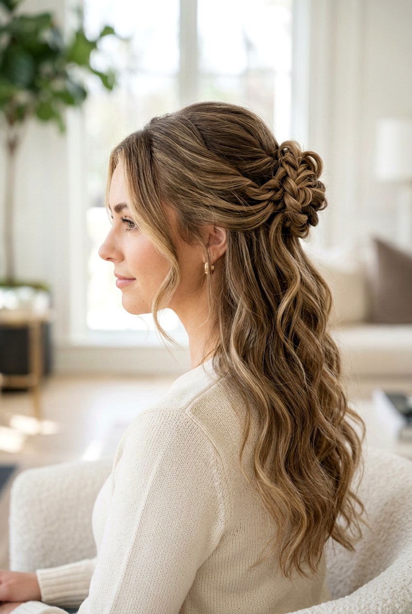 Knotted half up half down - 20 half up half down wedding hairstyles - 20 half up half down wedding hairstyles