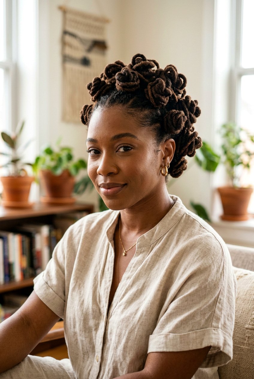 Knotted loc updo - 20 loc updo hairstyles - 20 loc updo hairstyles