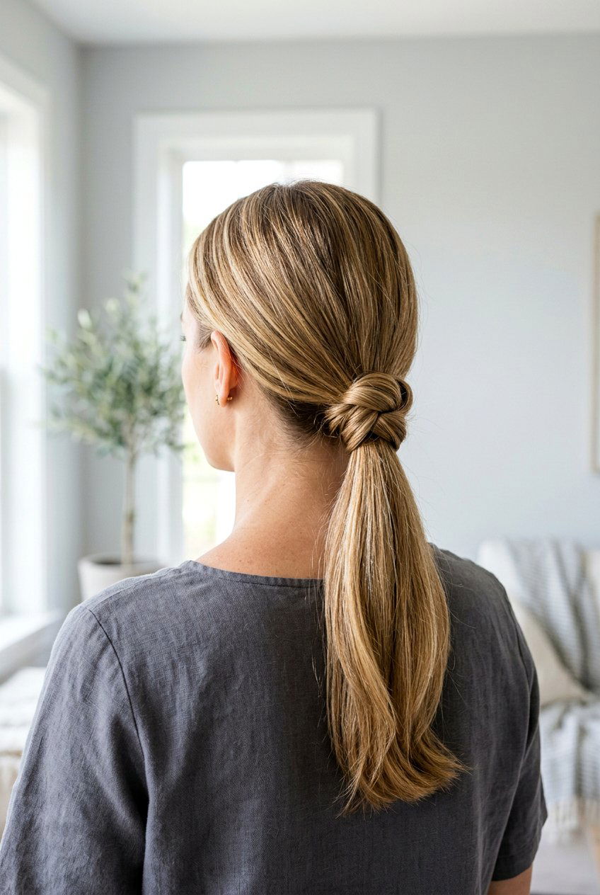 Knotted low ponytail - 20 low ponytail hairstyles - 20 low ponytail hairstyles