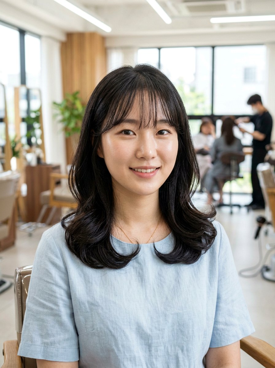 Korean C Curl Perm With Air Bangs - 20 korean c curl perm - 20 korean c curl perm