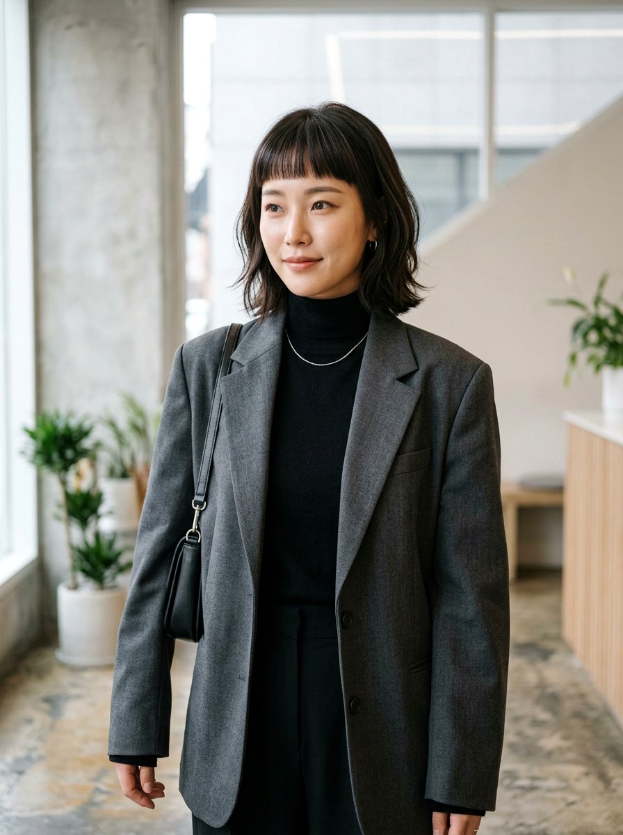 Korean Layered Bob With Micro Fringe - 20 korean layered bob with fringe - 20 korean layered bob with fringe