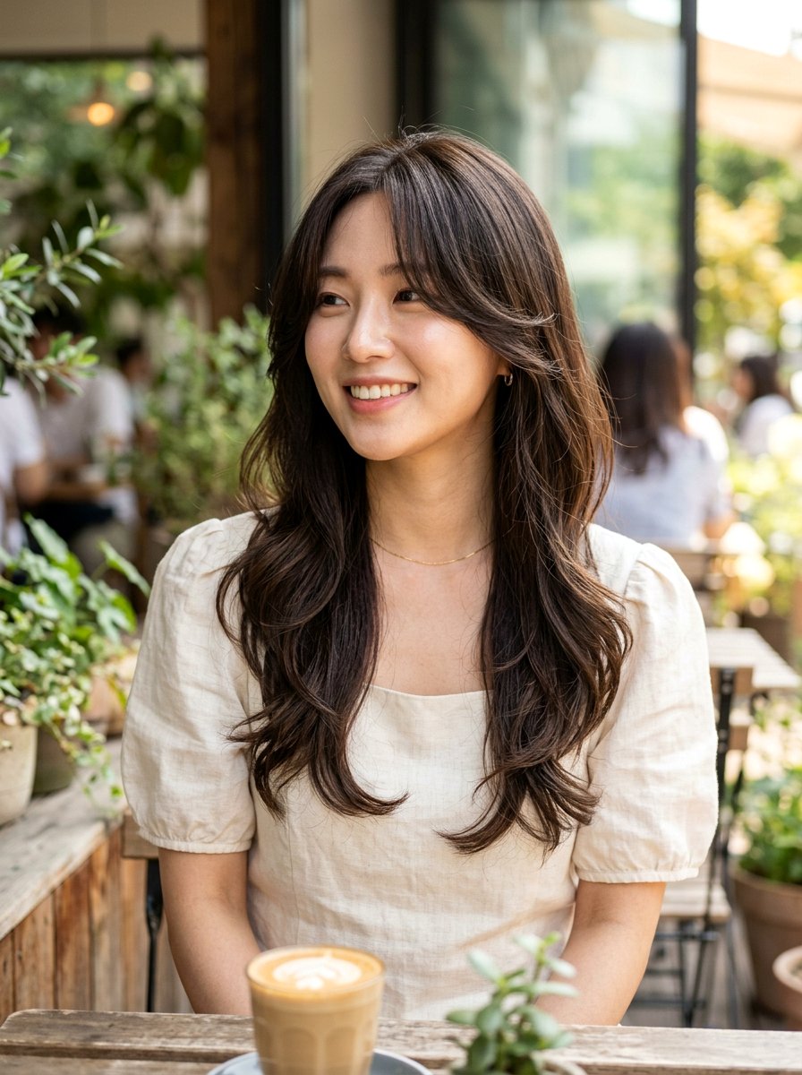 Korean Long Layers With Long Curtain Fringe - 20 korean long layers with bangs - 20 korean long layers with bangs