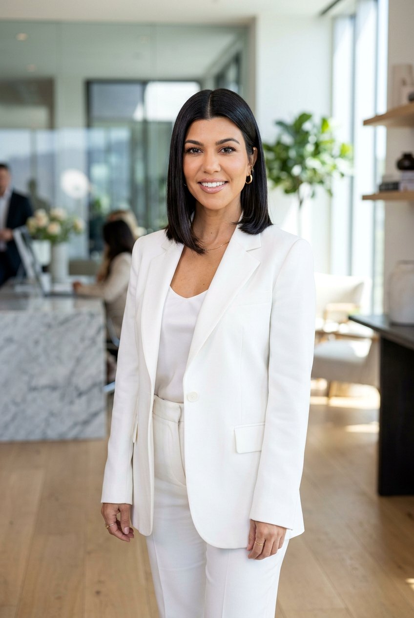 Kourtney Kardashian Power Lob - 20 celebrity inspired lob haircut - 20 celebrity inspired lob haircut