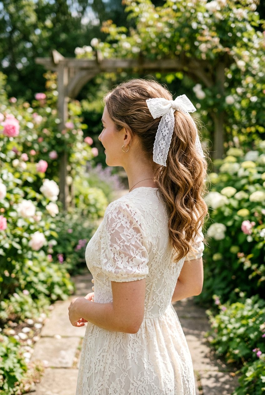 Lace Bow Ponytail - 20 hair bow ponytail hairstyle - 20 hair bow ponytail hairstyle