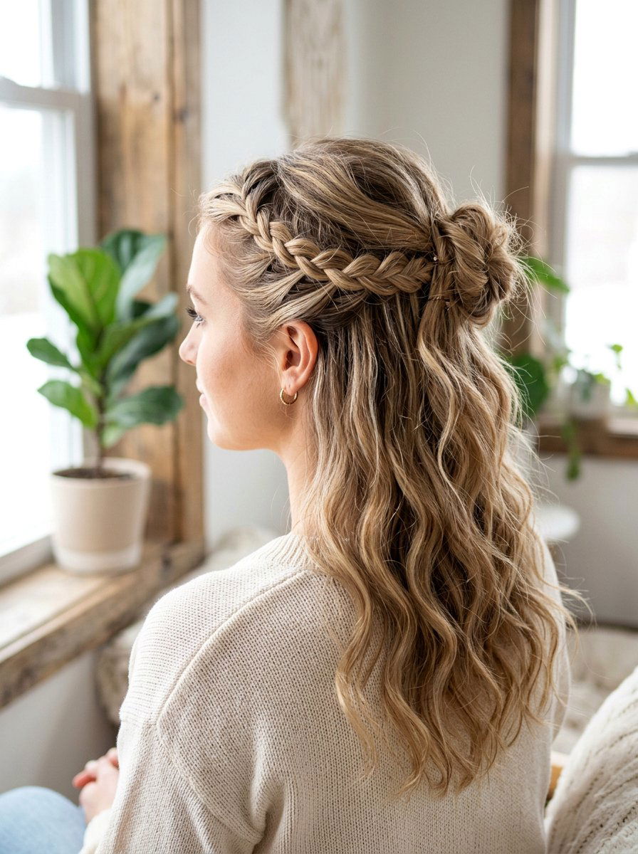 Lace Braid Half Updo - 20 vacation hairstyle with braided half updo - 20 vacation hairstyle with braided half updo