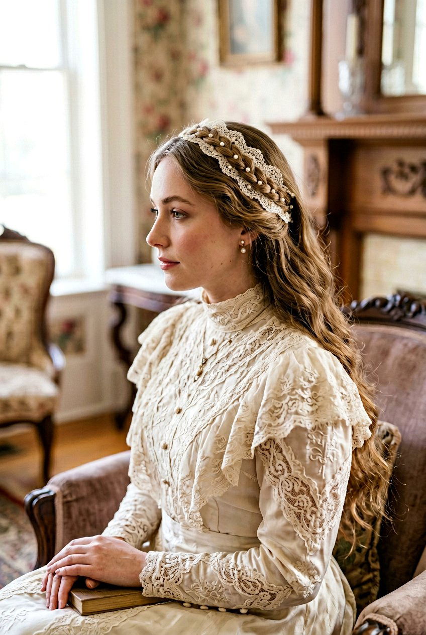 Lace Braid Headband - 20 fairycore half up hairstyle - 20 fairycore half up hairstyle