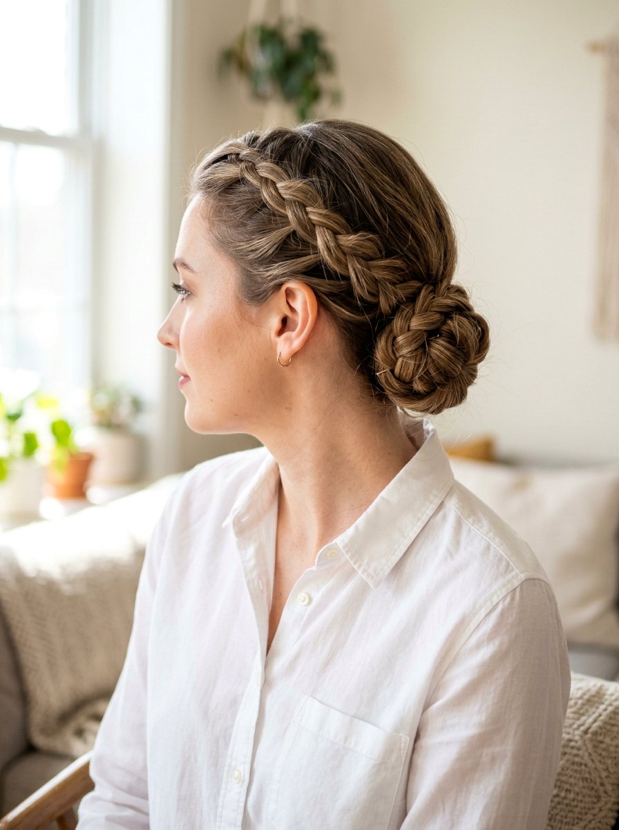 Lace Braid Low Bun - 20 office hairstyle with low braid bun - 20 office hairstyle with low braid bun