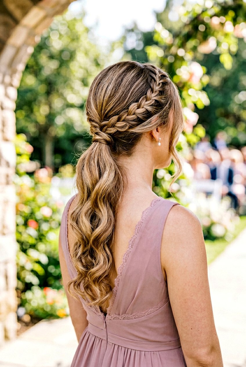 Lace Braided Low Ponytail With Soft Waves - 20 braided low ponytail with waves - 20 braided low ponytail with waves