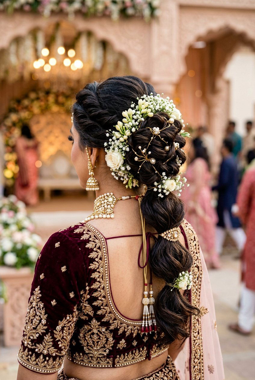 Lacy Coiled Bridal Ponytail - 20 indian bridal ponytail hairstyle - 20 indian bridal ponytail hairstyle