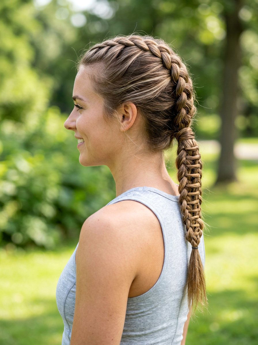 Ladder Braid Ponytail - 20 tennis ponytail with braid - 20 tennis ponytail with braid