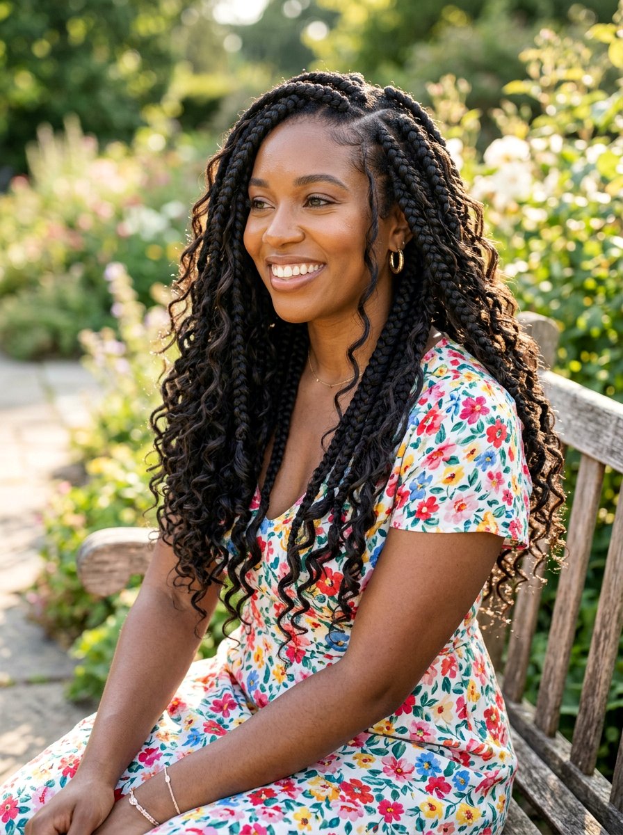 Large Bohemian Box Braids - 20 large box braids hairstyles - 20 large box braids hairstyles